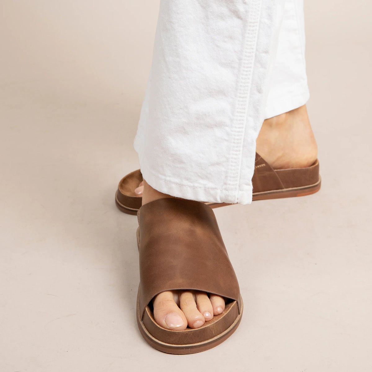 Kelsi Dagger Brooklyn Squish Slide Sandals Camel Leather
