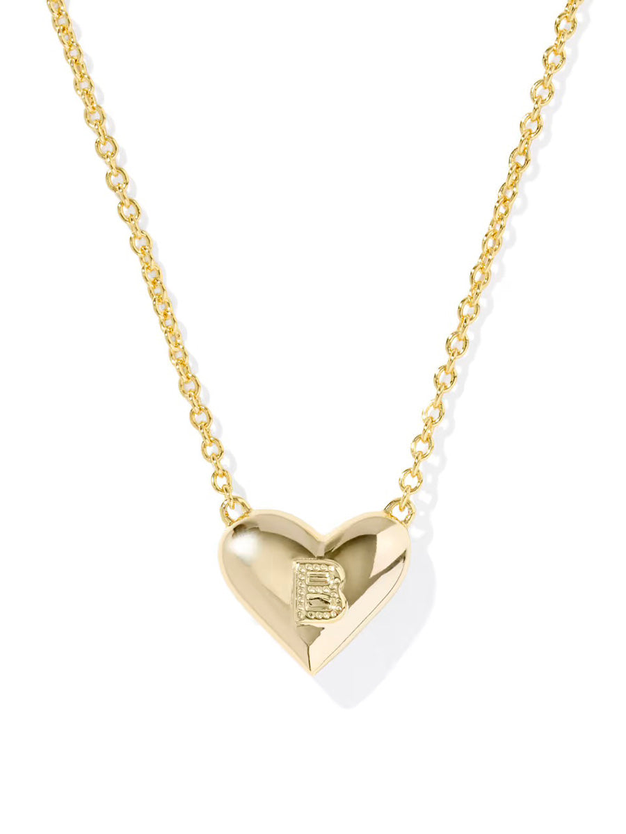 Kendra Scott Ari Heart Letter B Gold Short Pendant Necklace in Ivory Mother-of-Pearl