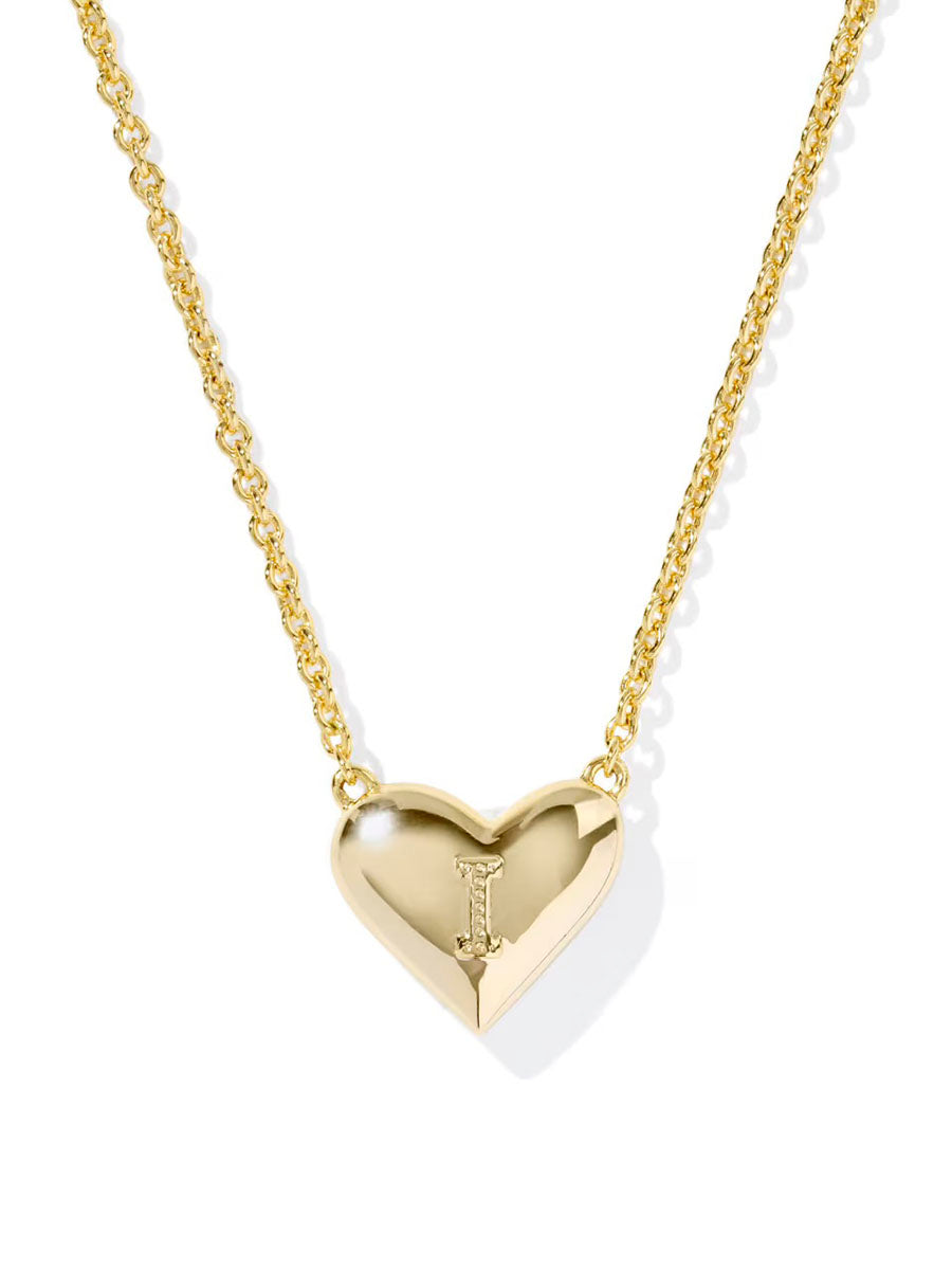 Kendra Scott Ari Heart Letter I Gold Short Pendant Necklace in Ivory Mother-of-Pearl