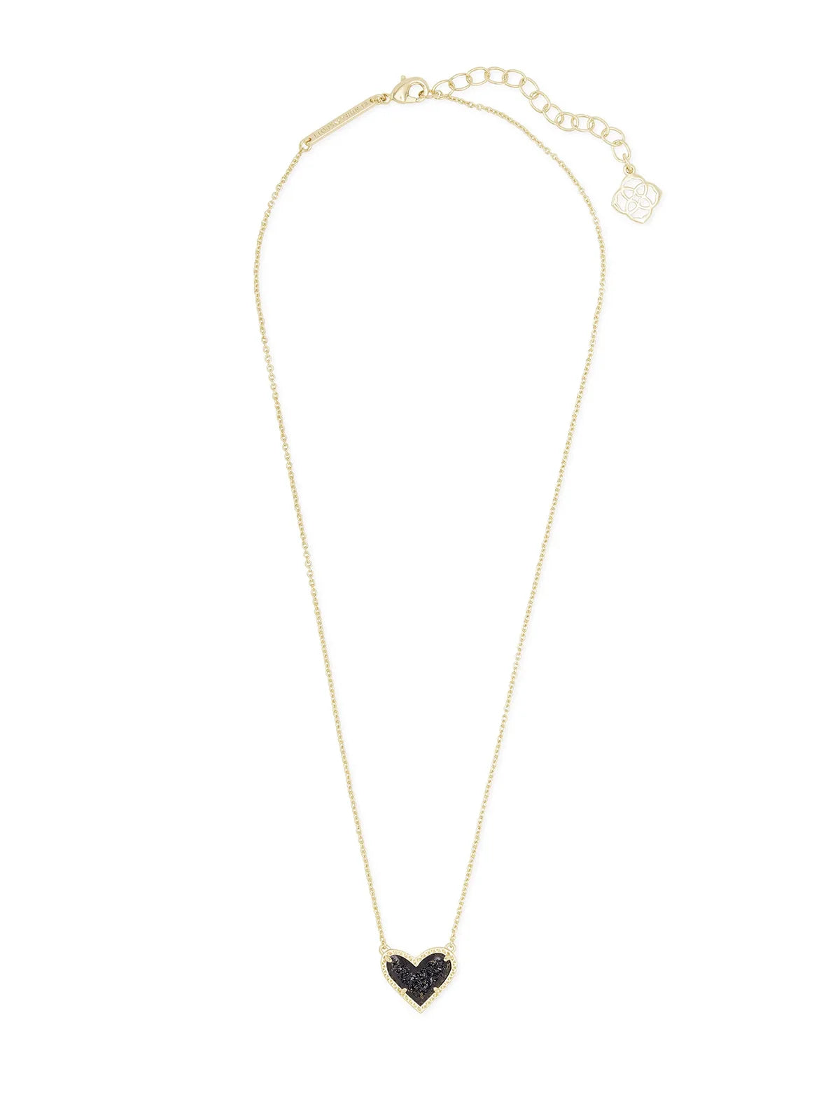 Kendra Scott Ari Heart Gold Pendant Necklace in Black Drusy