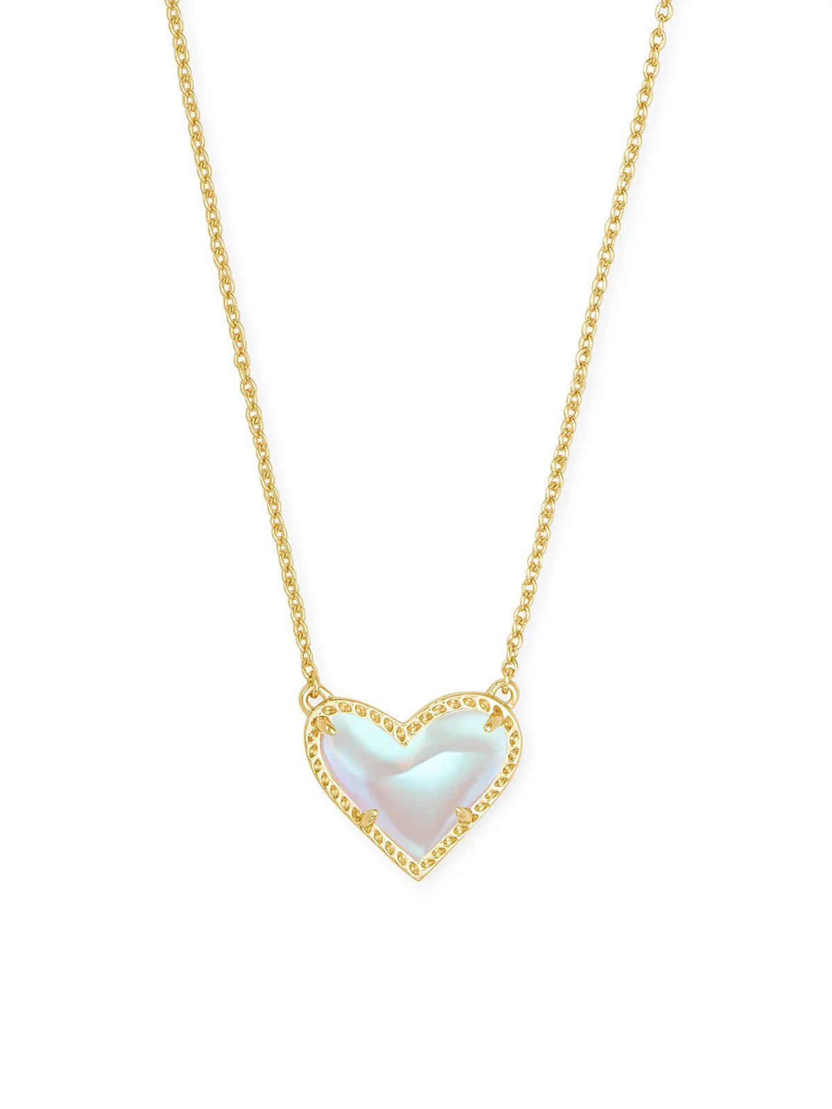 Kendra Scott Ari Heart Gold Pendant Necklace in Dichroic Glass