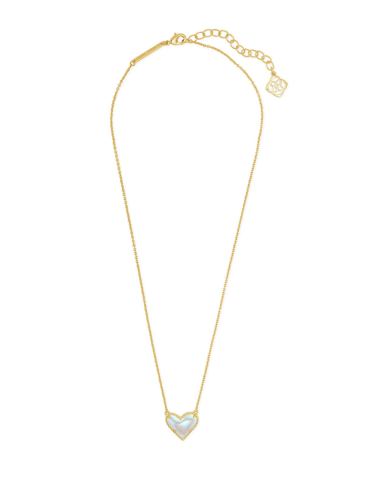 Kendra Scott Ari Heart Gold Pendant Necklace in Dichroic Glass