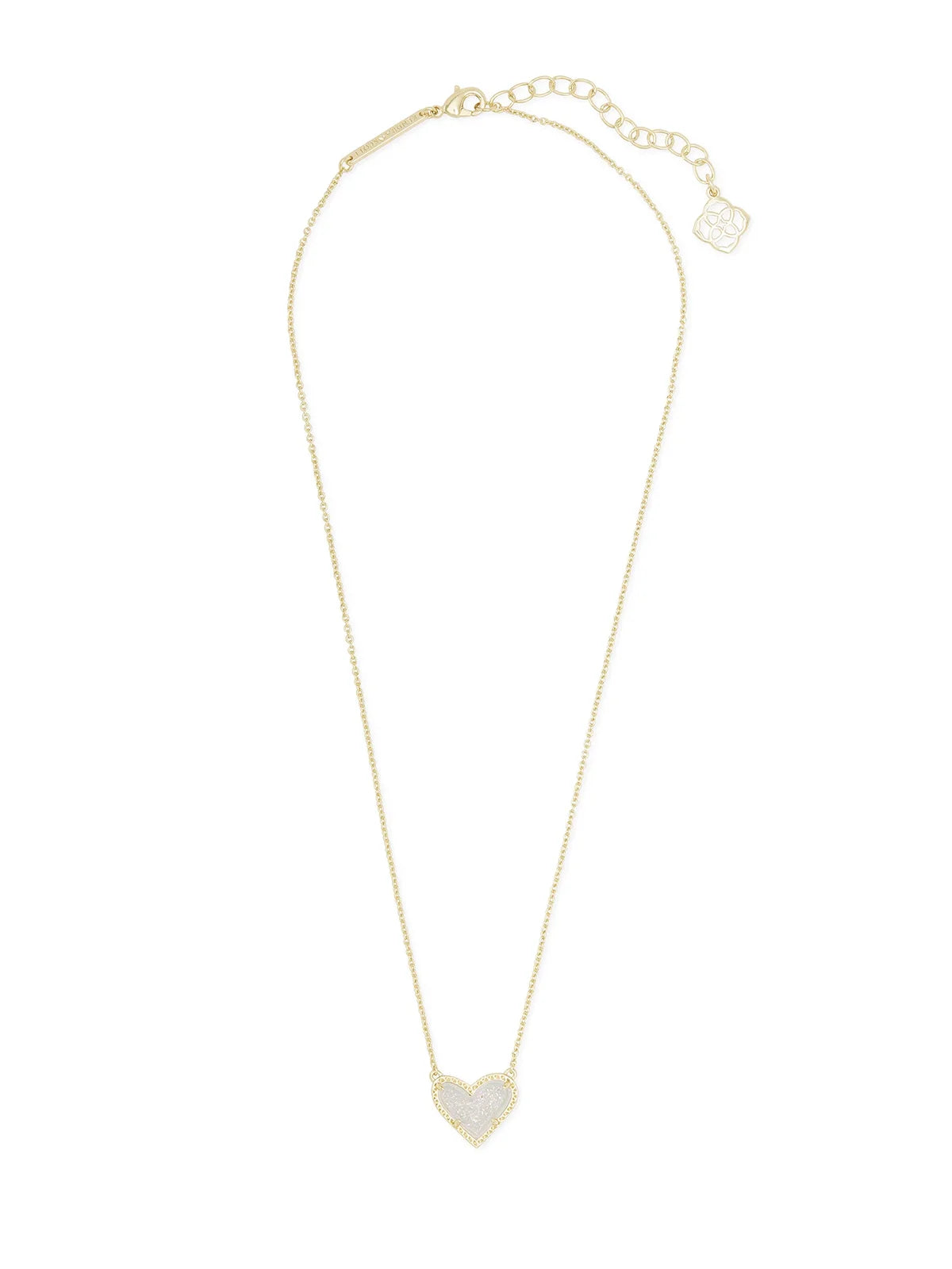 Kendra Scott Ari Heart Gold Pendant Necklace in Iridescent Drusy