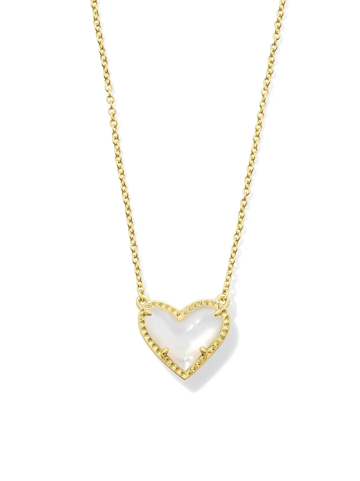 Kendra Scott Ari Heart Gold Pendant Necklace in Ivory Mother-of-Pearl