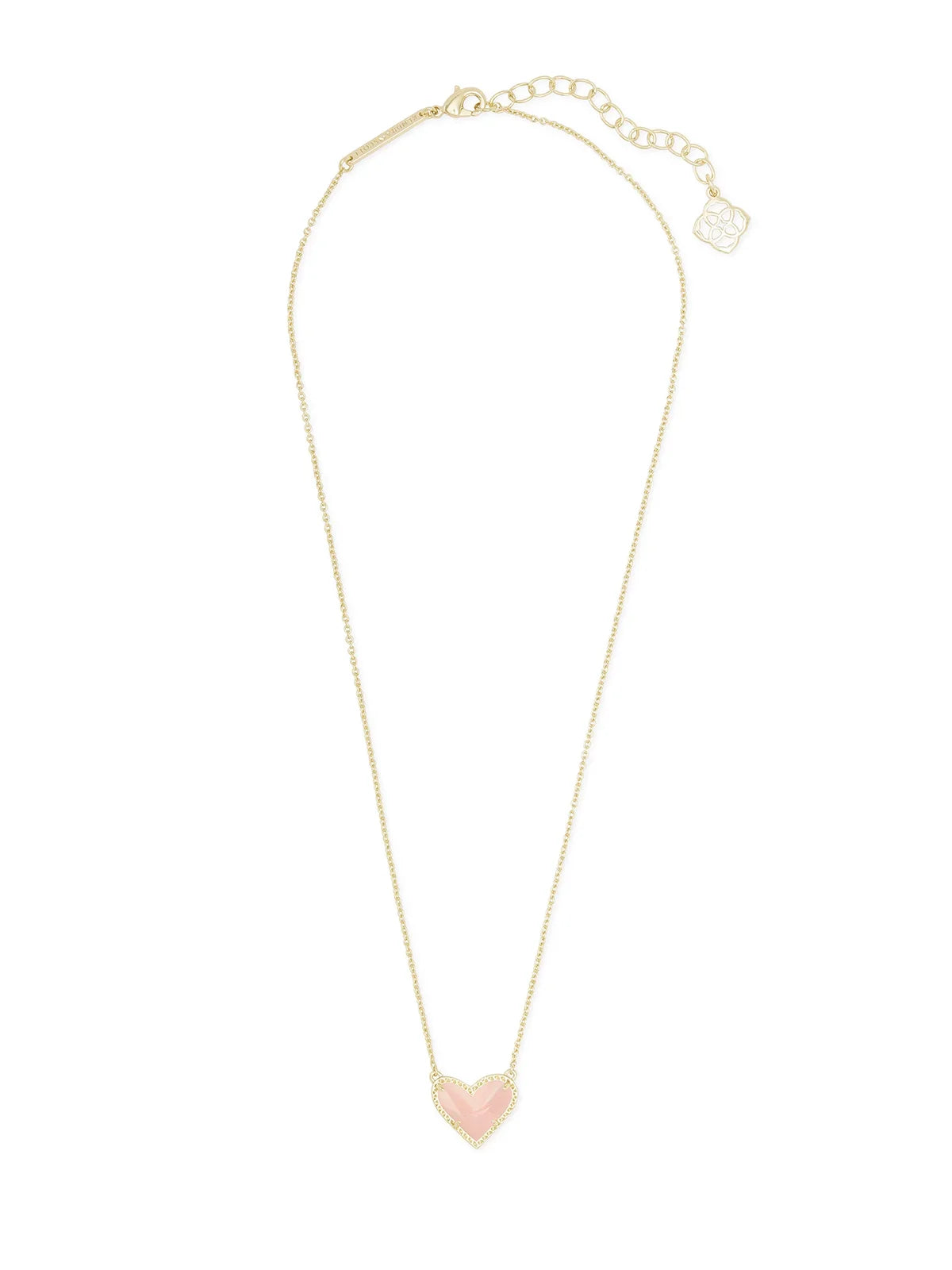 Kendra Scott Ari Heart Gold Pendant Necklace in Rose Quartz