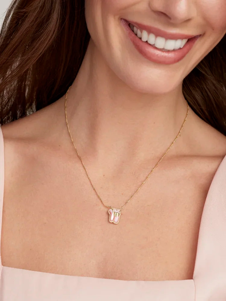 Kendra Scott Ballet Gold Short Pendant Necklace in Blush Mother-of-Pearl