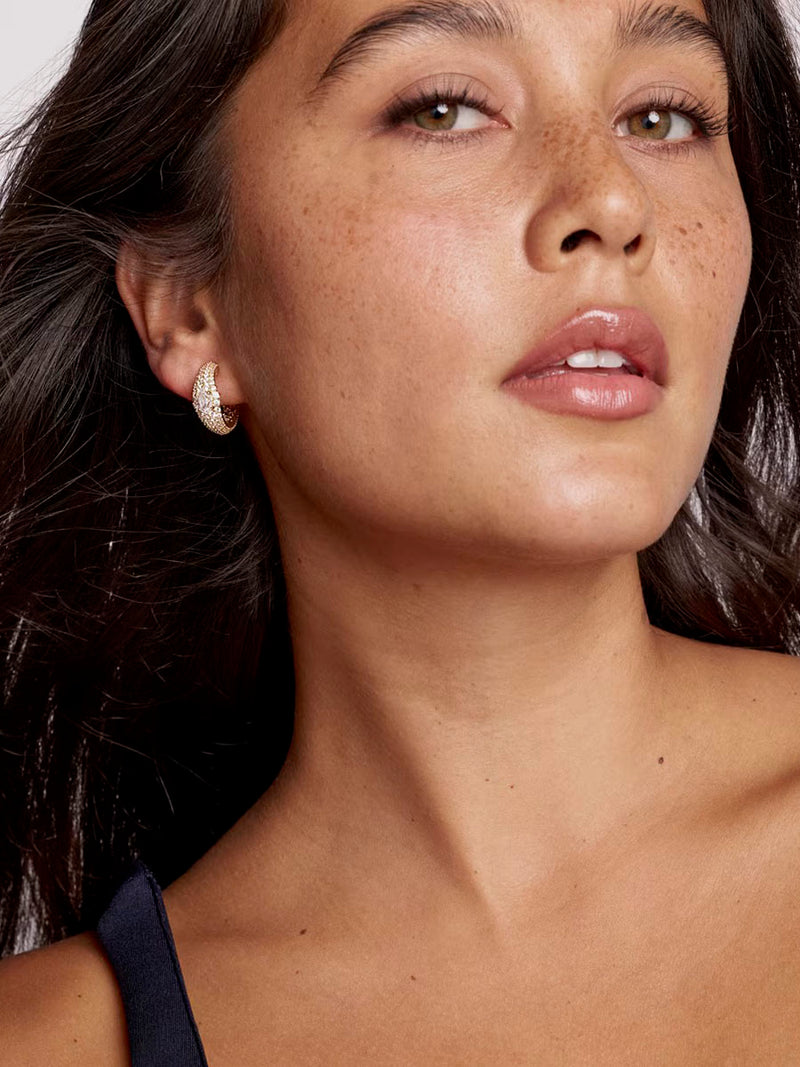 Kendra Scott Bella Gold Hoop Earrings in White CZ