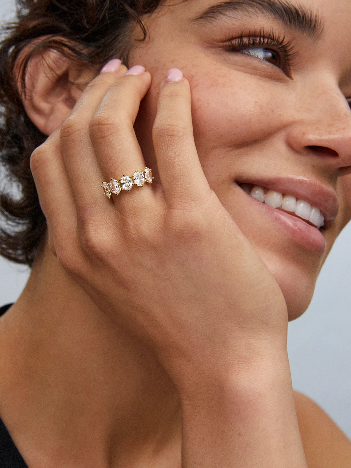 Kendra Scott Cailin Gold Crystal Band Ring in White CZ