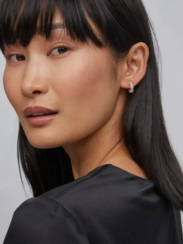 Kendra Scott Cailin Gold Crystal Huggie Earrings in White CZ