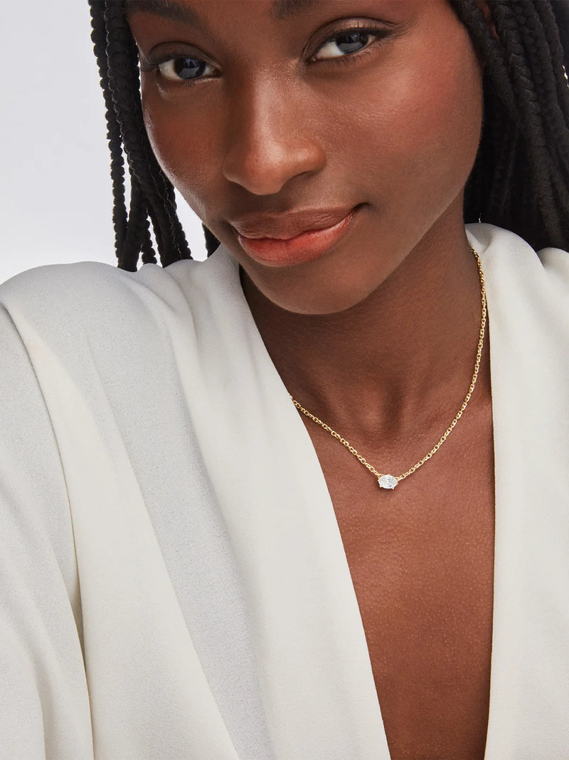 Kendra Scott Cailin Gold Crystal Pendant Necklace in White CZ