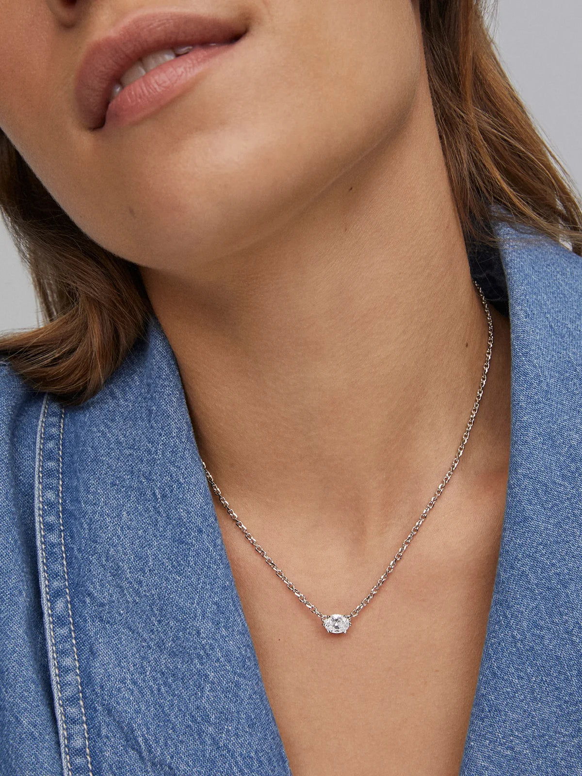 Kendra Scott Cailin Silver Crystal Pendant Necklace in White CZ