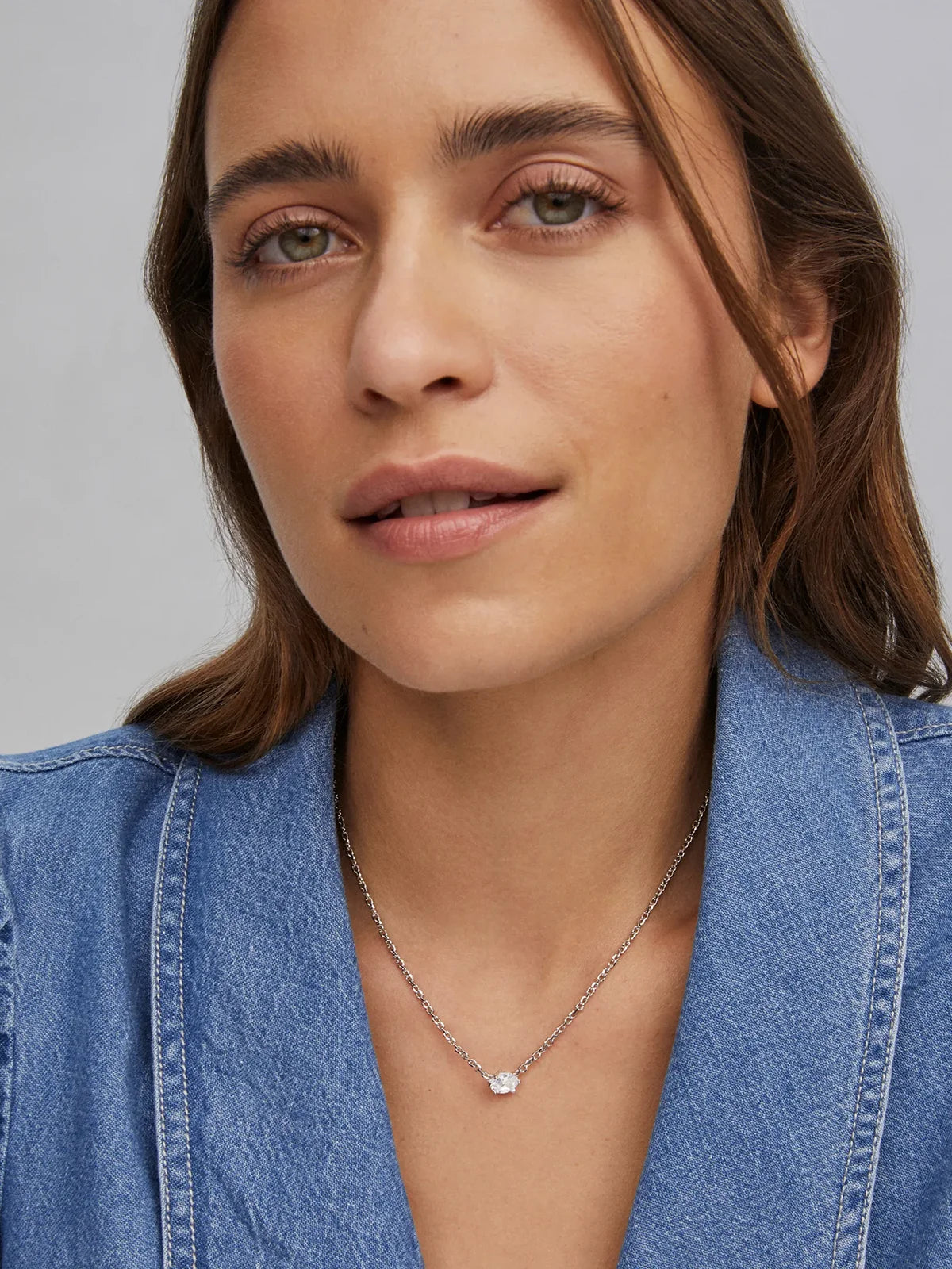 Kendra Scott Cailin Silver Crystal Pendant Necklace in White CZ