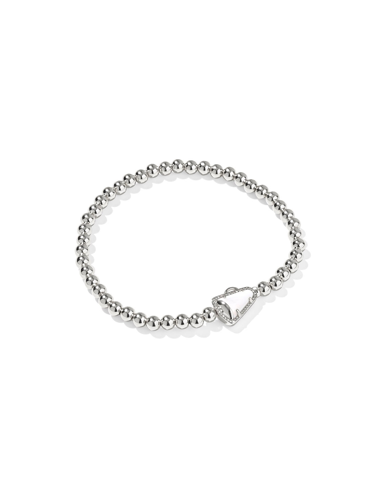 Kendra Scott Cheer Silver Stretch Bracelet in White Mother-of-Pearl