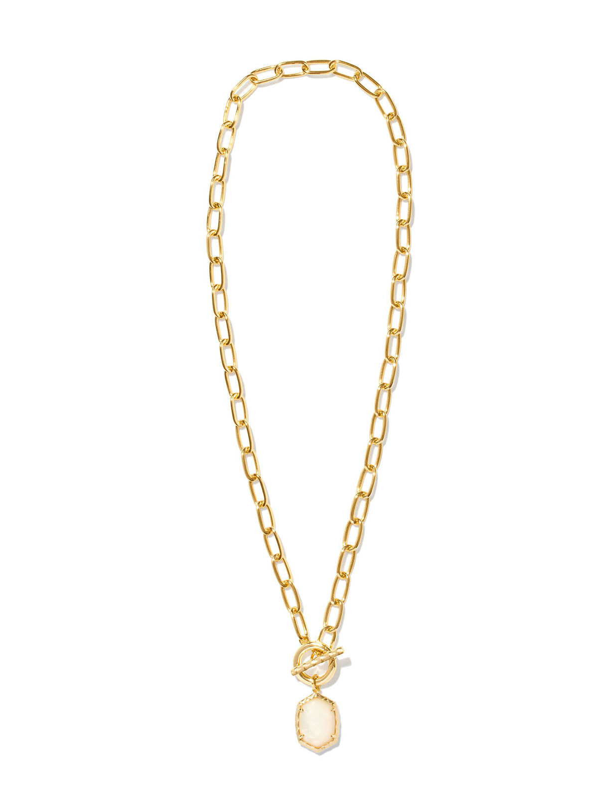 Kendra Scott Daphne Convertible Gold Link & Chain Necklace in Ivory Mother-of-Pearl
