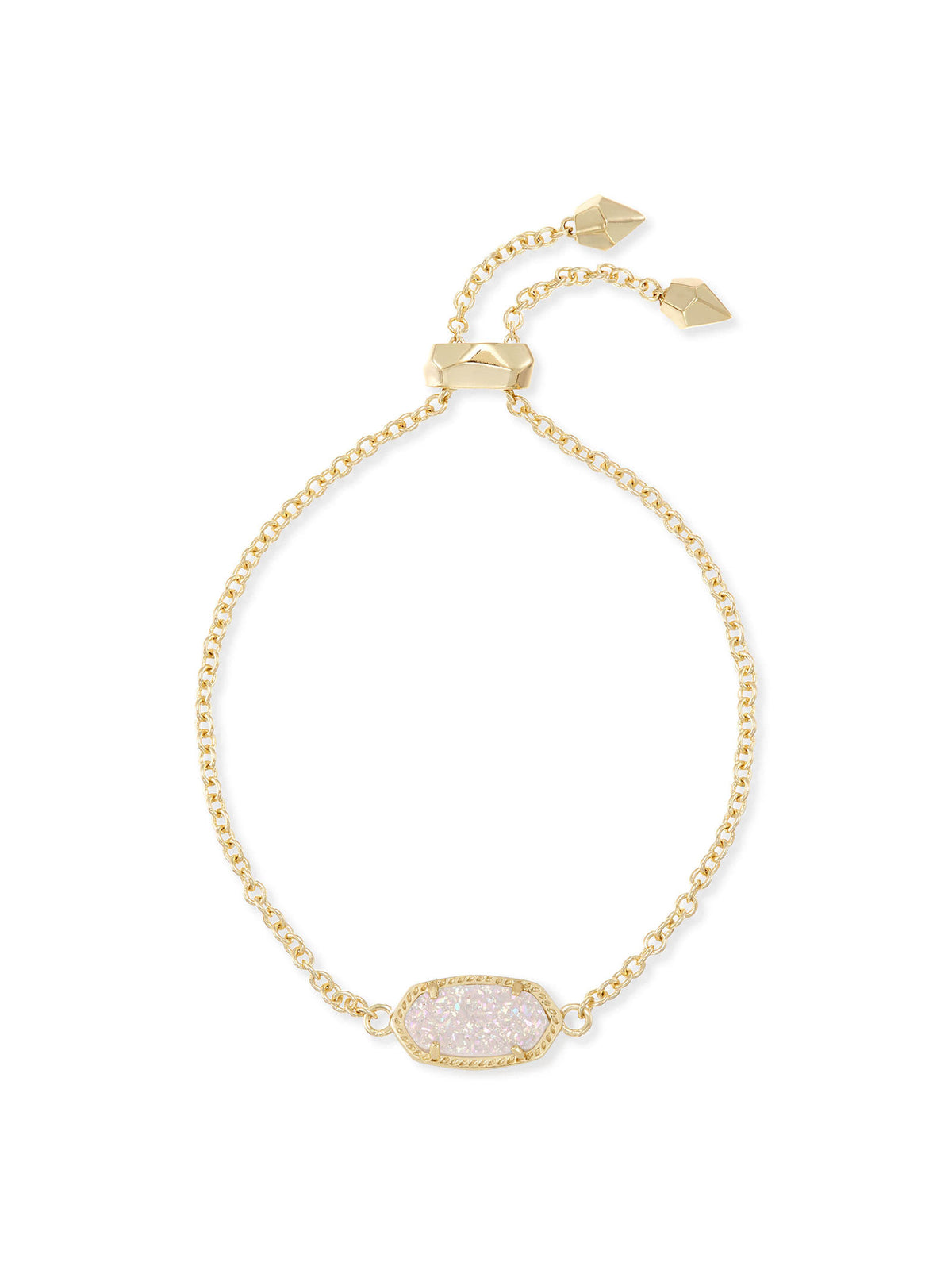 Kendra Scott Elaina Gold Adjustable Chain Bracelet in Iridescent Drusy