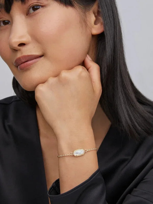 Kendra Scott Elaina Gold Adjustable Chain Bracelet in Ivory Mother-of-Pearl