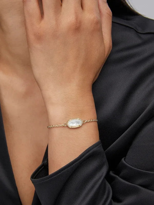 Kendra Scott Elaina Gold Adjustable Chain Bracelet in Ivory Mother-of-Pearl