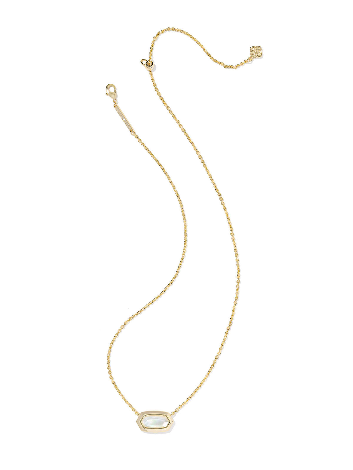 Kendra Scott Elisa Bezel Gold Short Pendant Necklace in Ivory Mother-of-Pearl