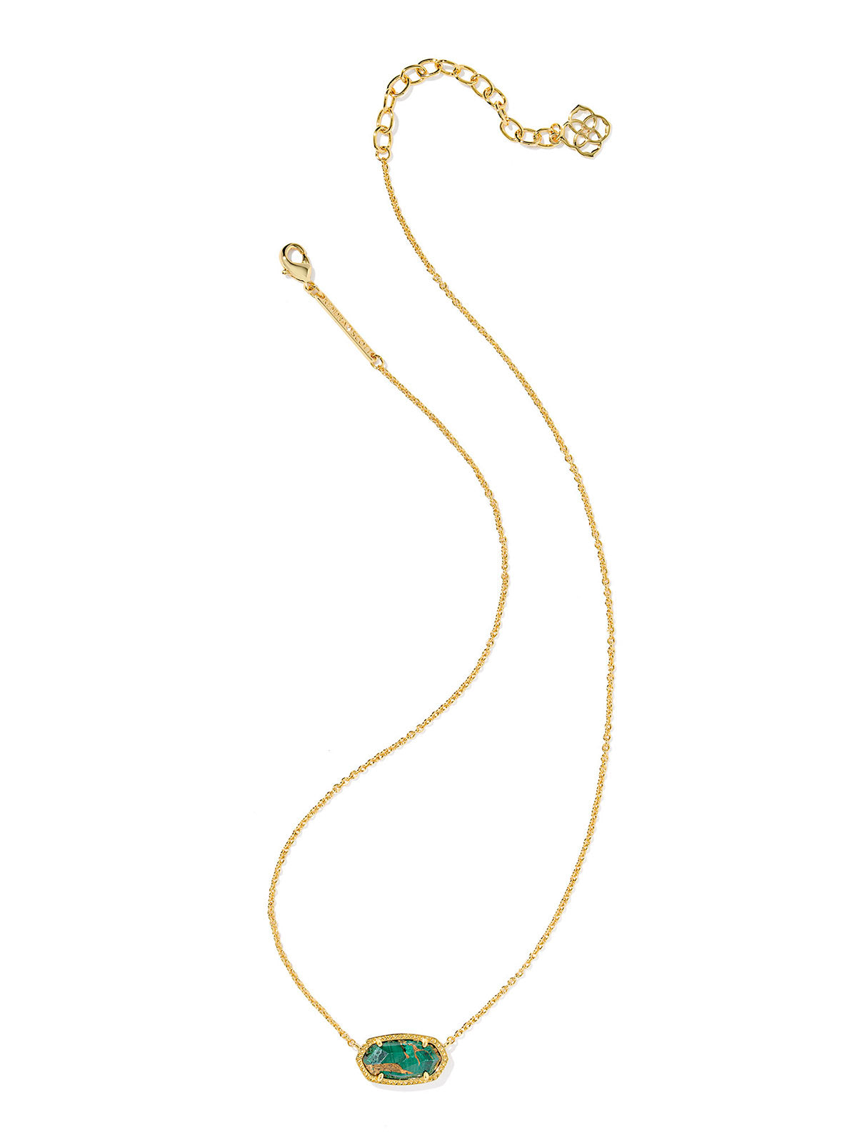 Kendra Scott Elisa Gold Short Pendant Necklace in Bronze Veined Green Malachite