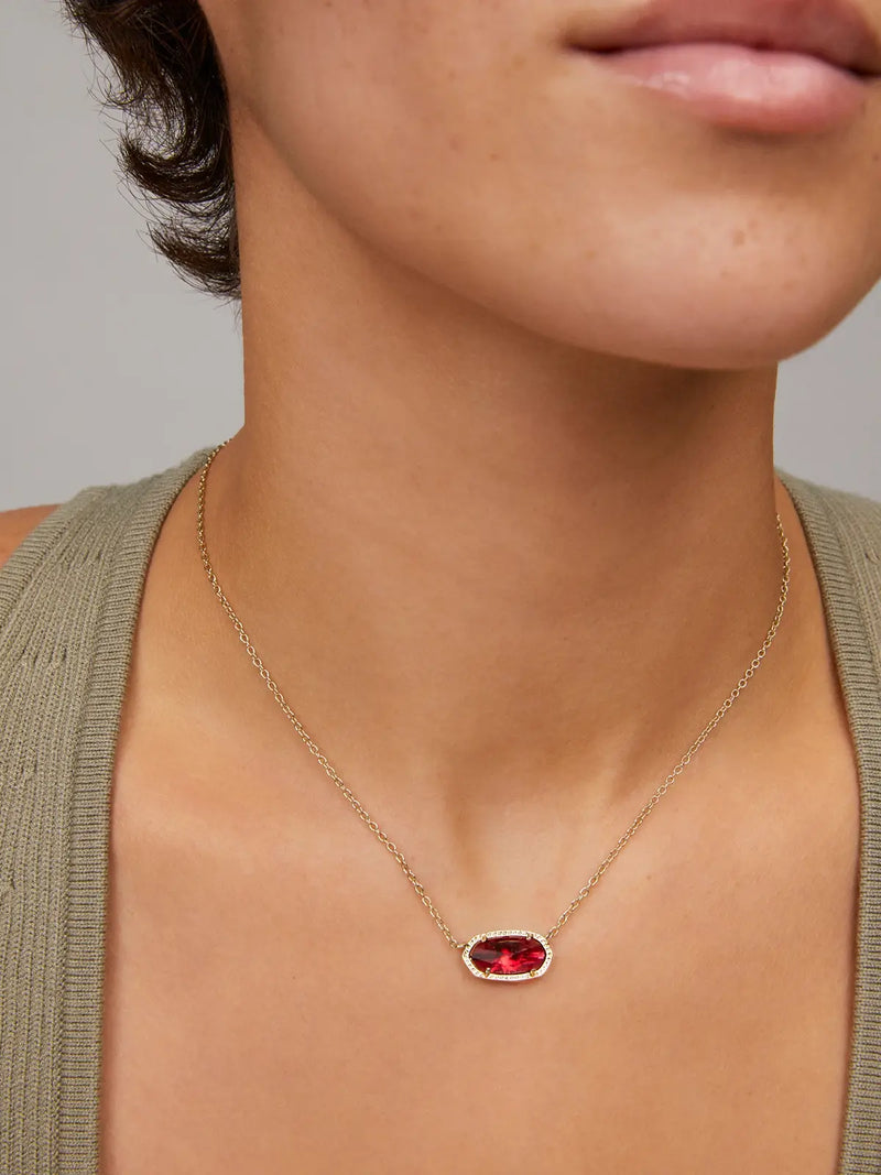 Kendra Scott Elisa Gold Pendant Necklace in Berry Glass