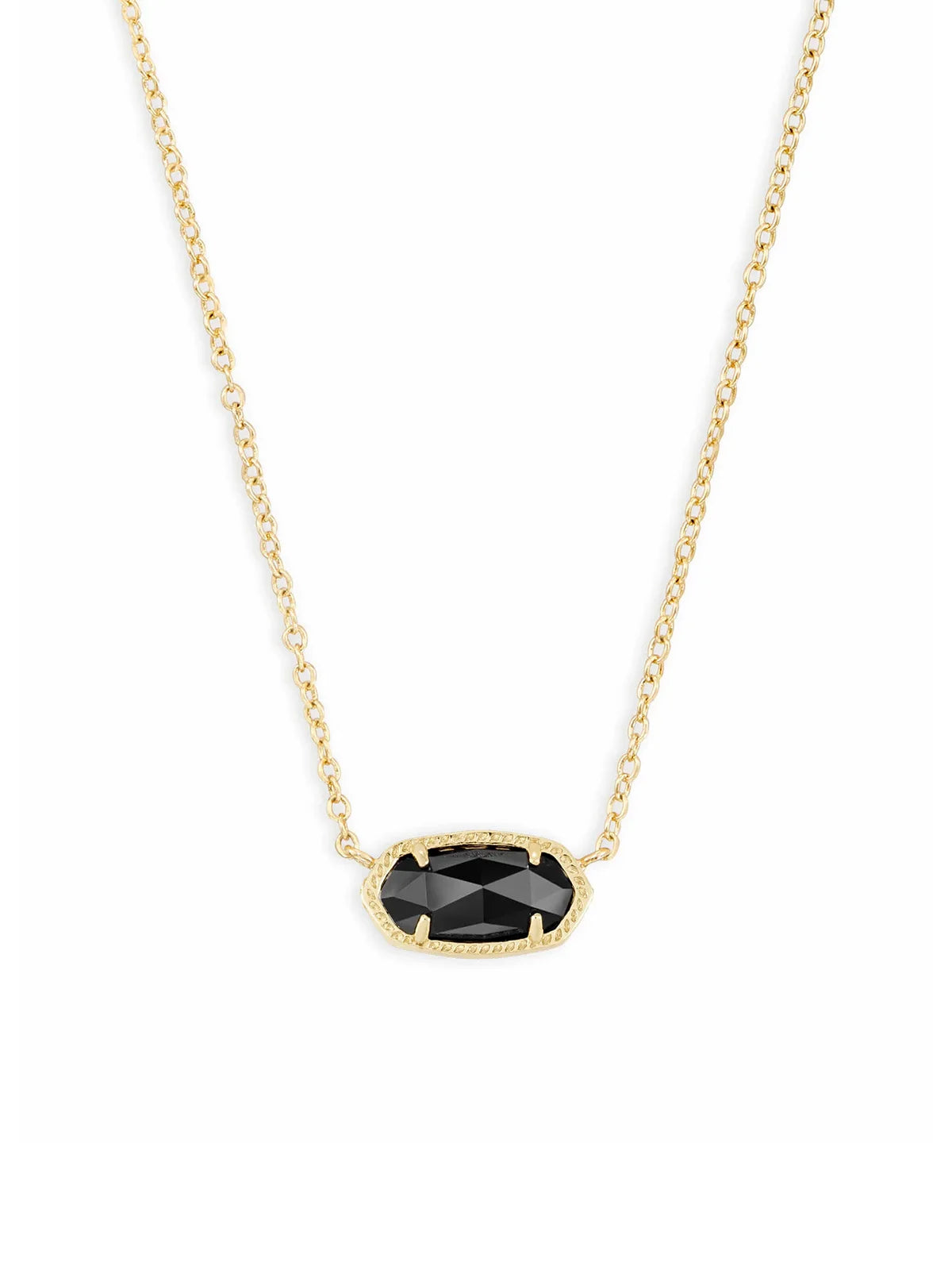 Kendra Scott Elisa Gold Pendant Necklace in Black Opaque Glass