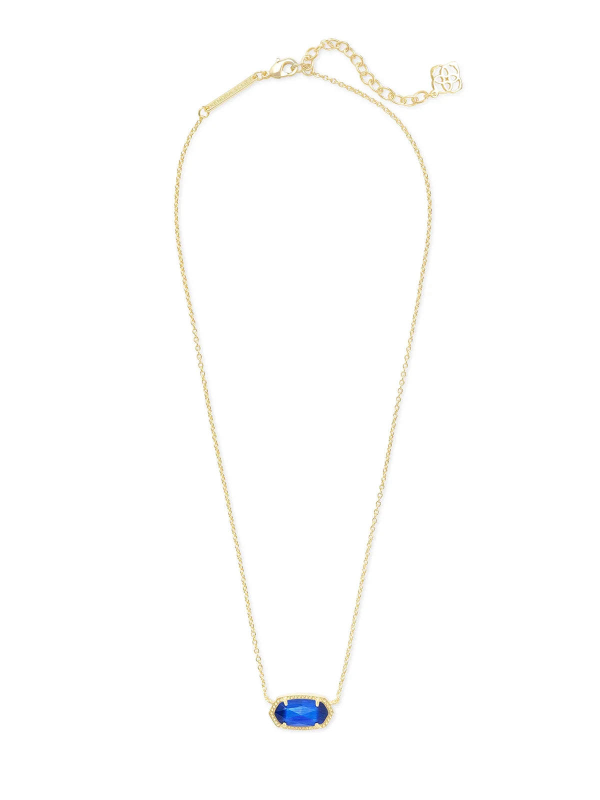 Kendra Scott Elisa Gold Pendant Necklace in Cobalt Cat's Eye