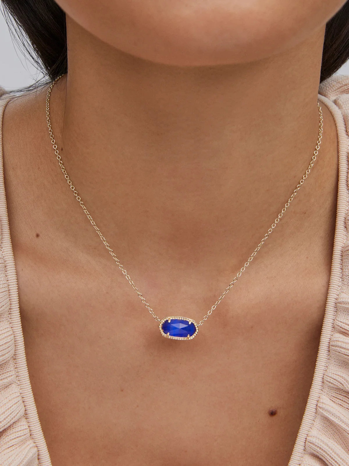 Kendra Scott Elisa Gold Pendant Necklace in Cobalt Cat's Eye