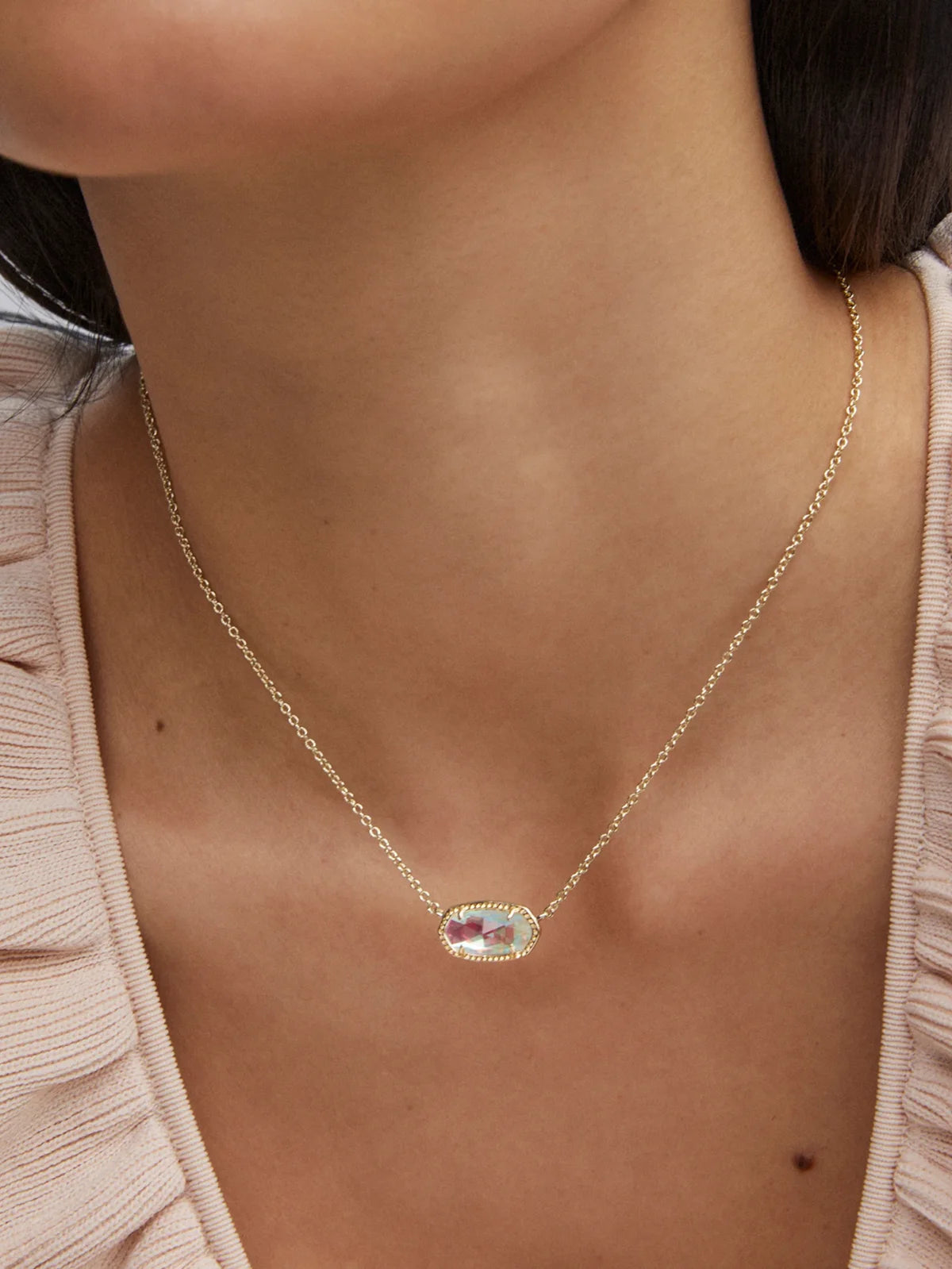 Kendra Scott Elisa Gold Pendant Necklace in Dichroic Glass