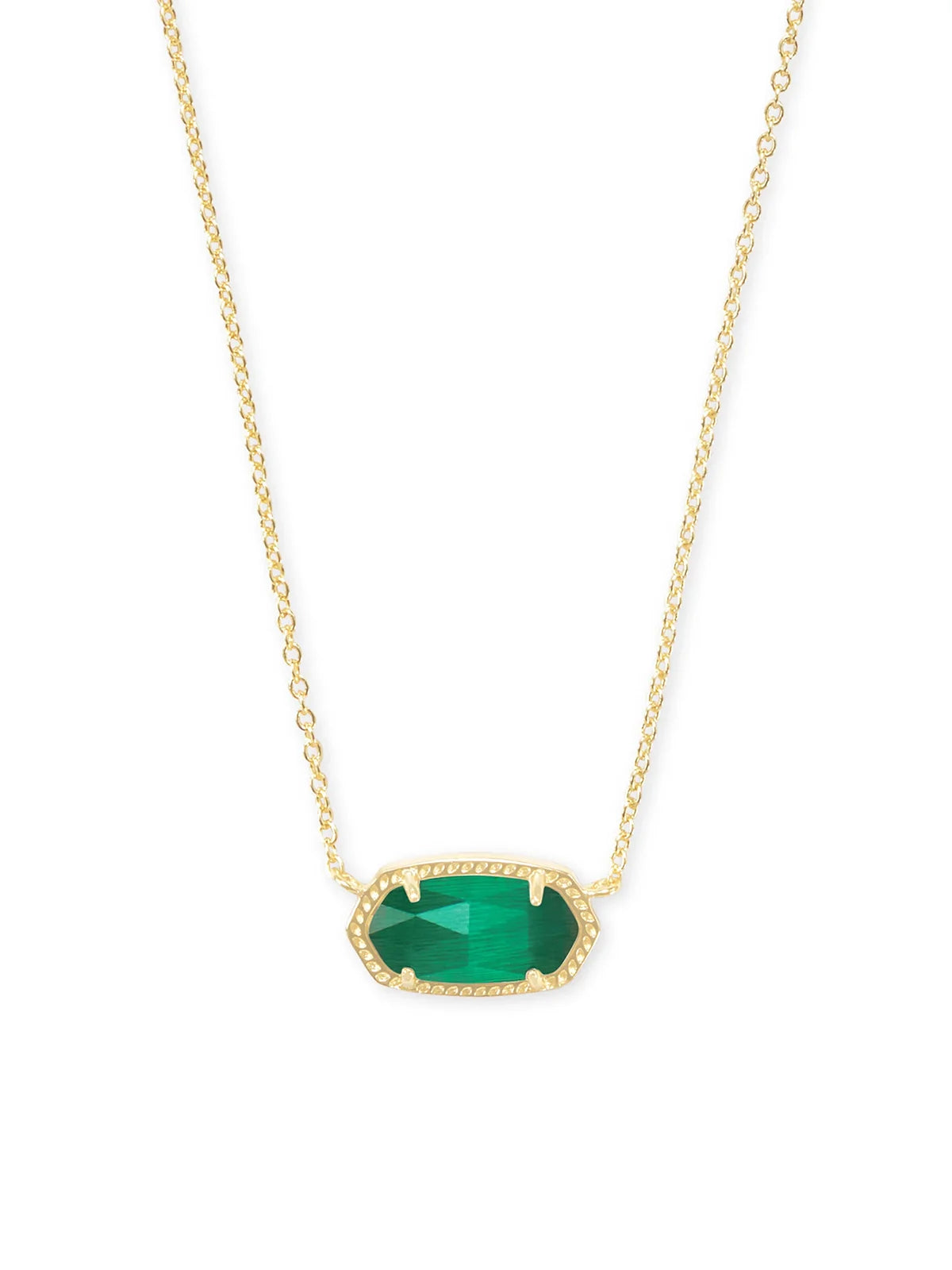 Kendra Scott Elisa Gold Pendant Necklace in Emerald Cat's Eye