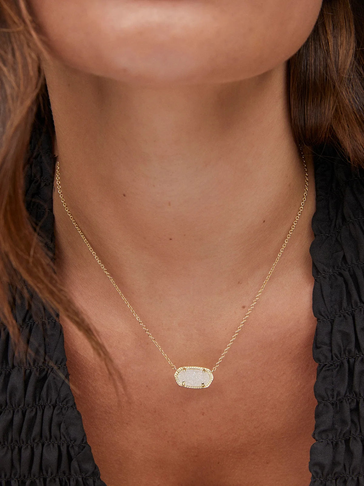 Kendra Scott Elisa Gold Pendant Necklace in Iridescent Drusy