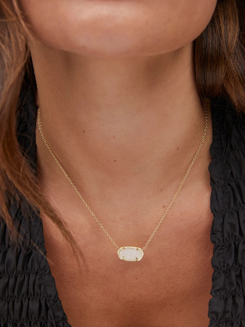 Kendra Scott Elisa Gold Pendant Necklace in Iridescent Drusy