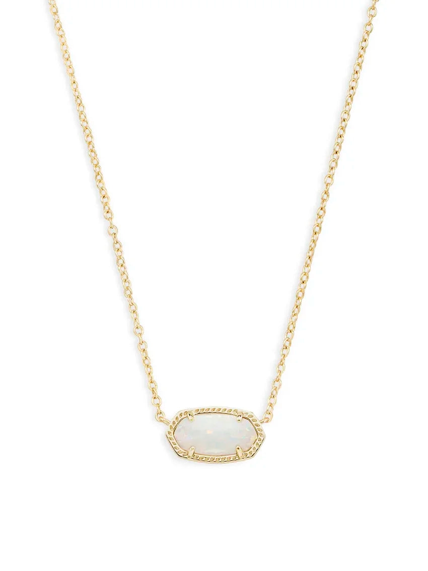 Kendra Scott Elisa Gold Pendant Necklace in White Kyocera Opal