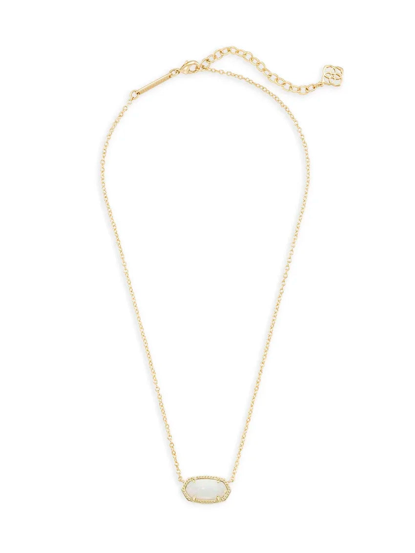Kendra Scott Elisa Gold Pendant Necklace in White Kyocera Opal