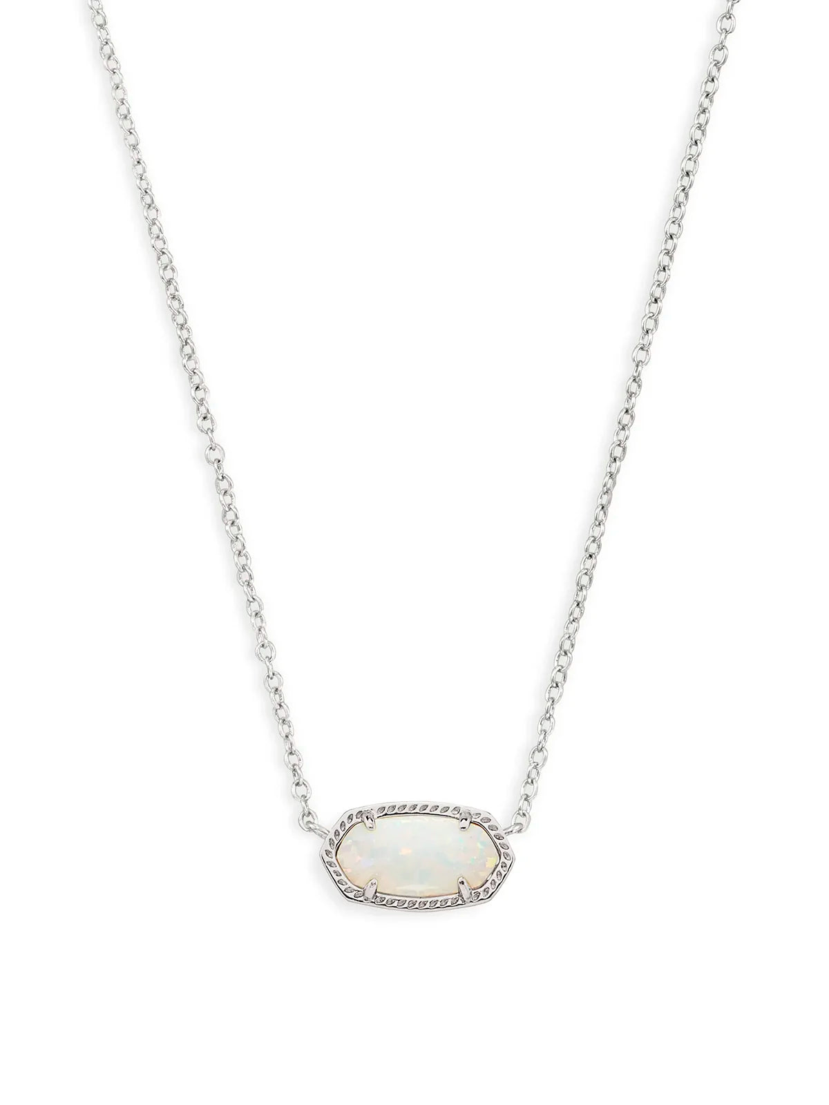 Kendra Scott Elisa Silver Pendant Necklace in White Kyocera Opal