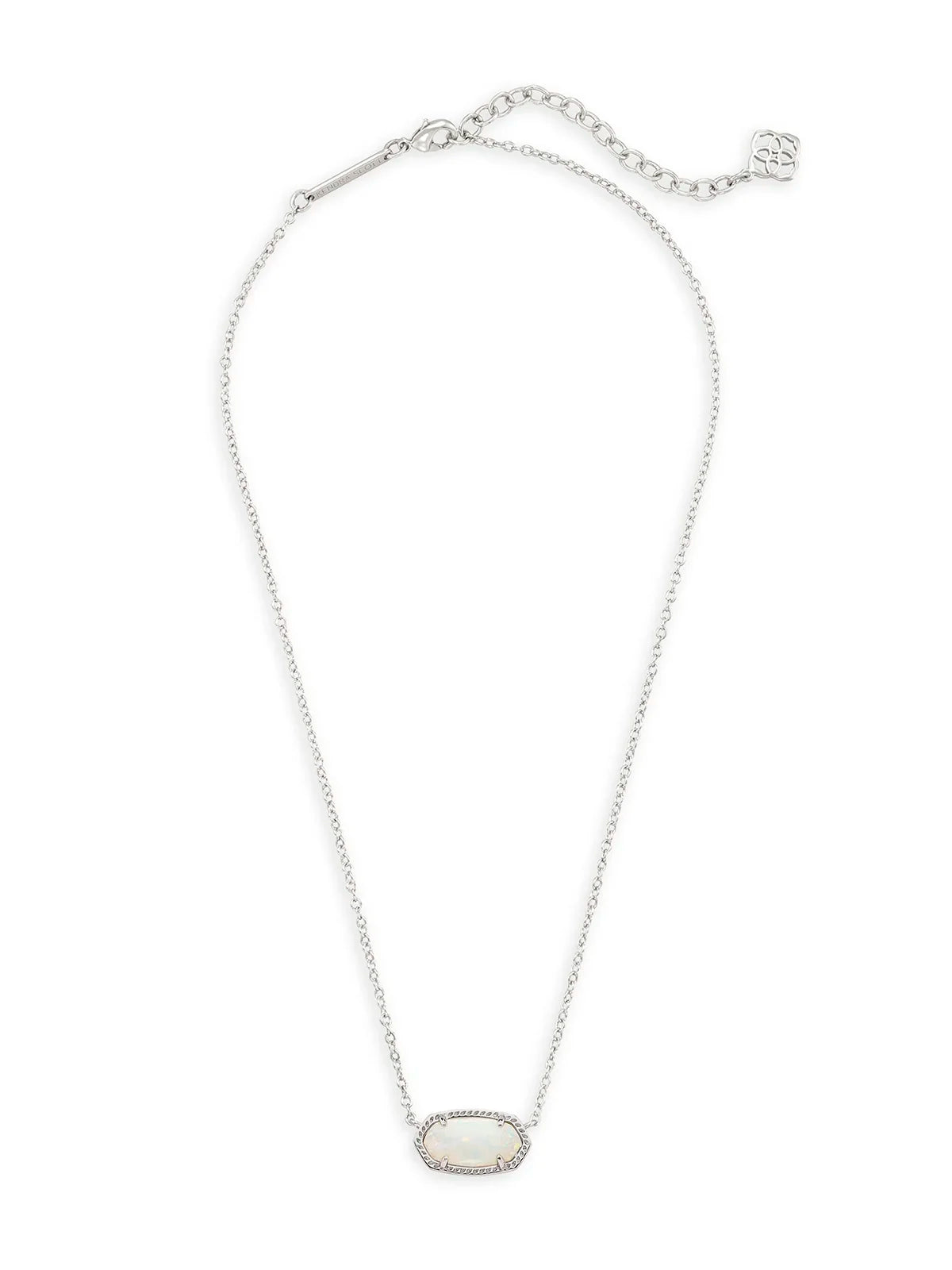 Kendra Scott Elisa Silver Pendant Necklace in White Kyocera Opal