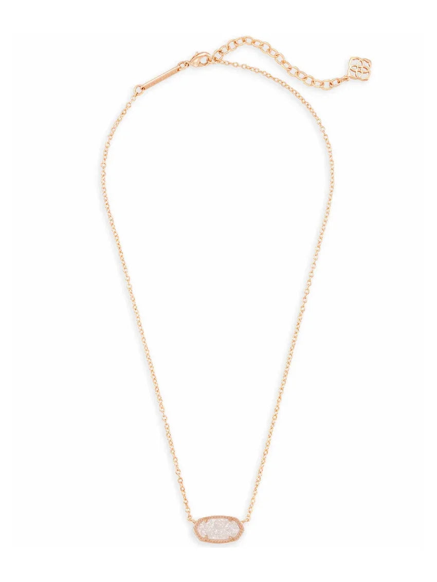 Kendra Scott Elisa Rose Gold Pendant Necklace in Iridescent Drusy