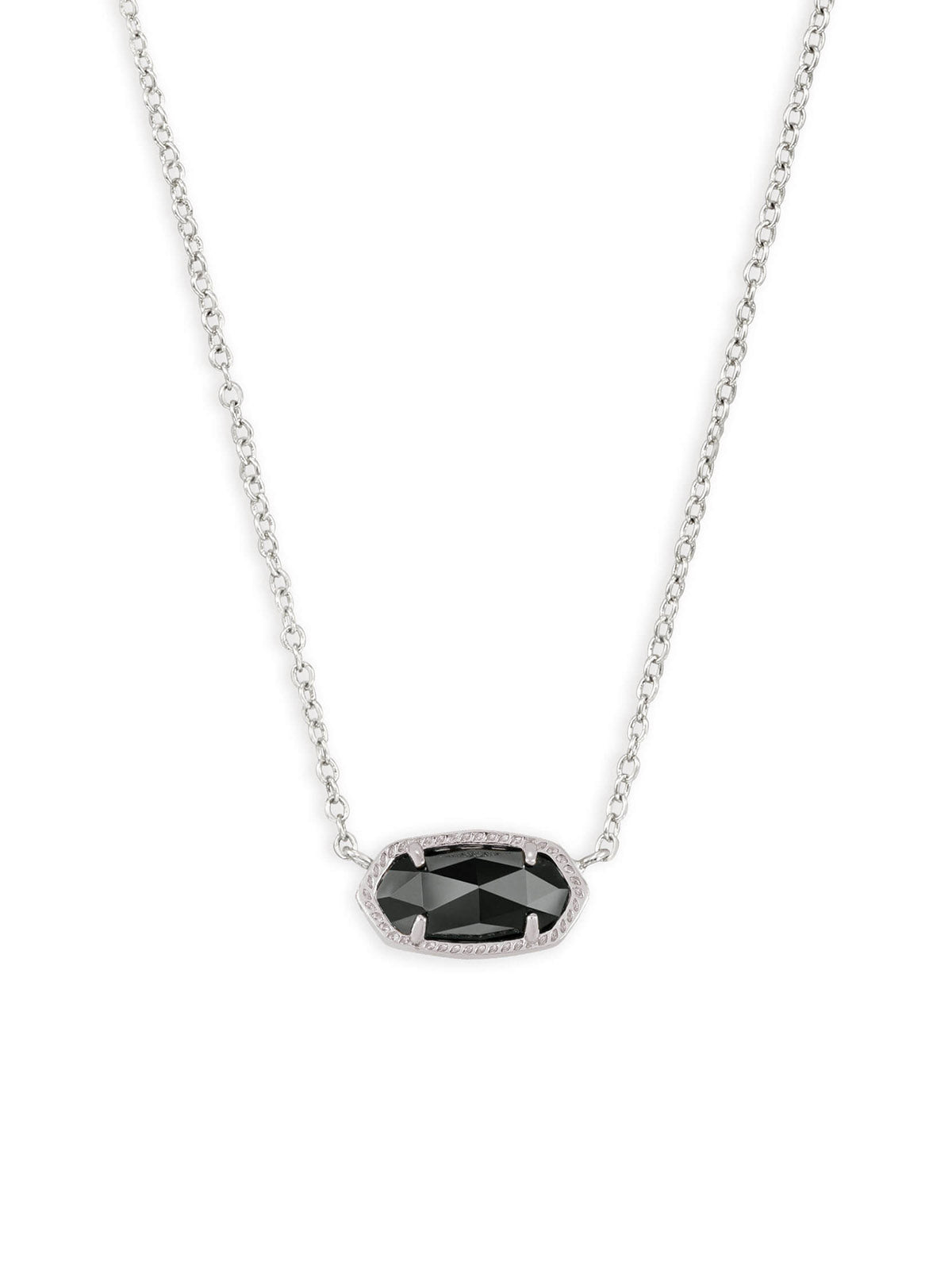 Kendra Scott Elisa Silver Pendant Necklace in Black Opaque Glass