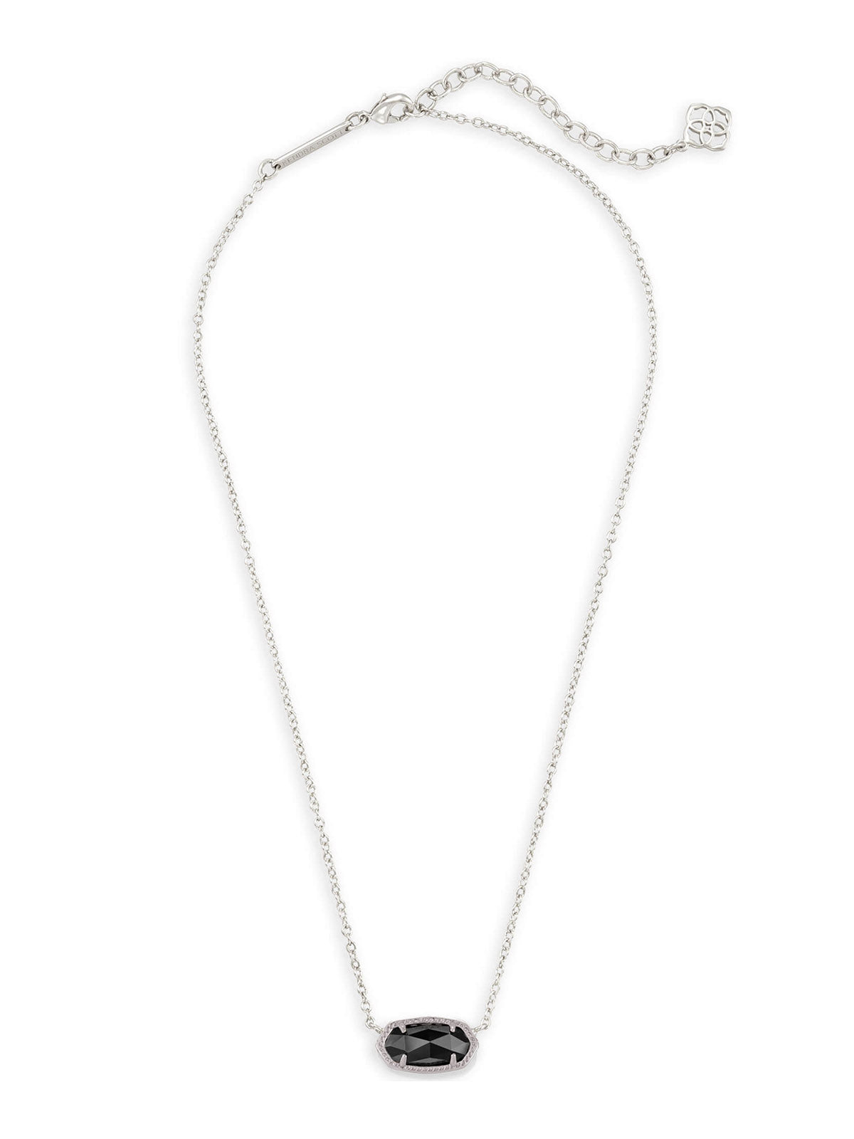 Kendra Scott Elisa Silver Pendant Necklace in Black Opaque Glass