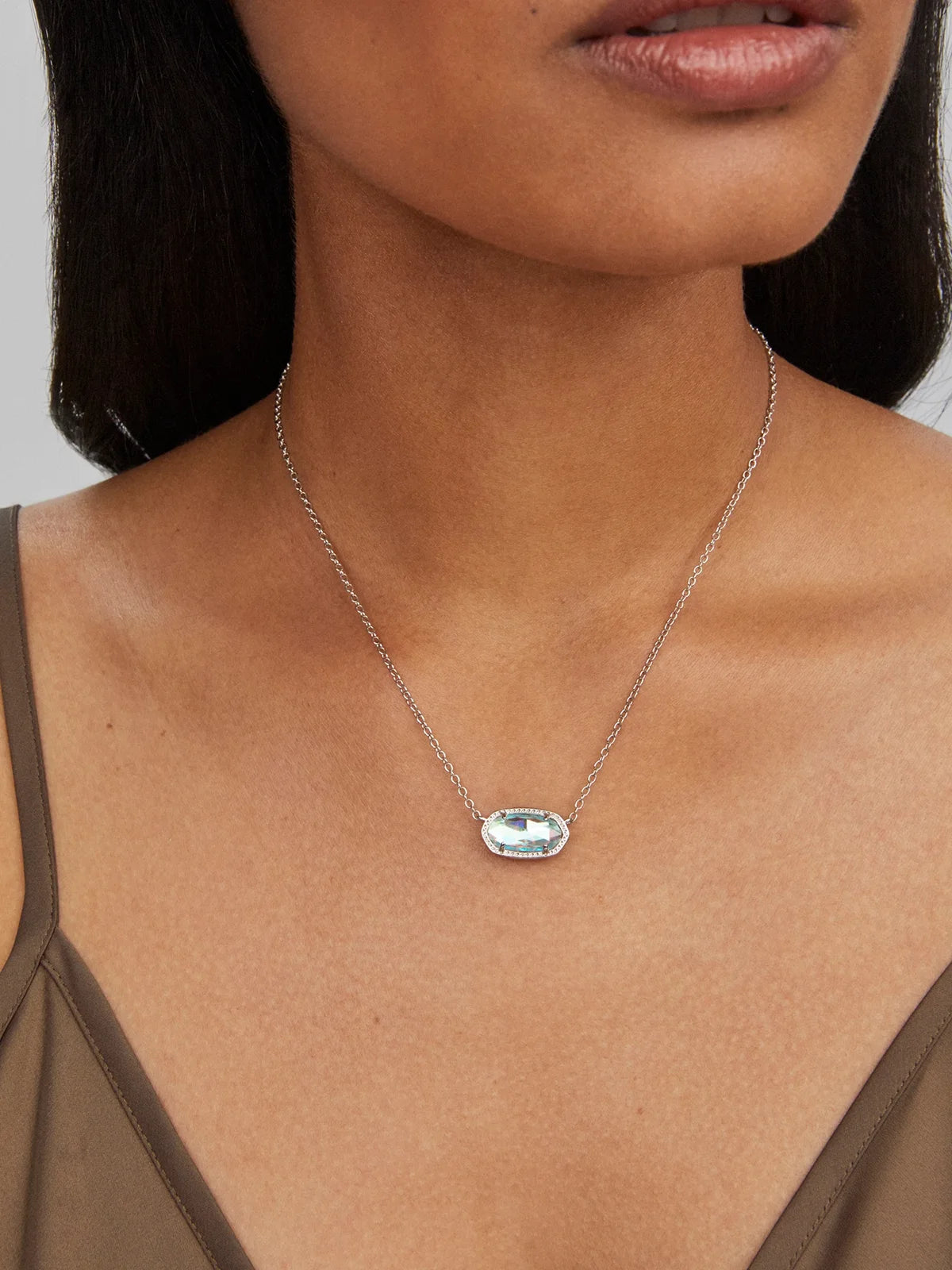 Kendra Scott Elisa Silver Pendant Necklace in Dichroic Glass