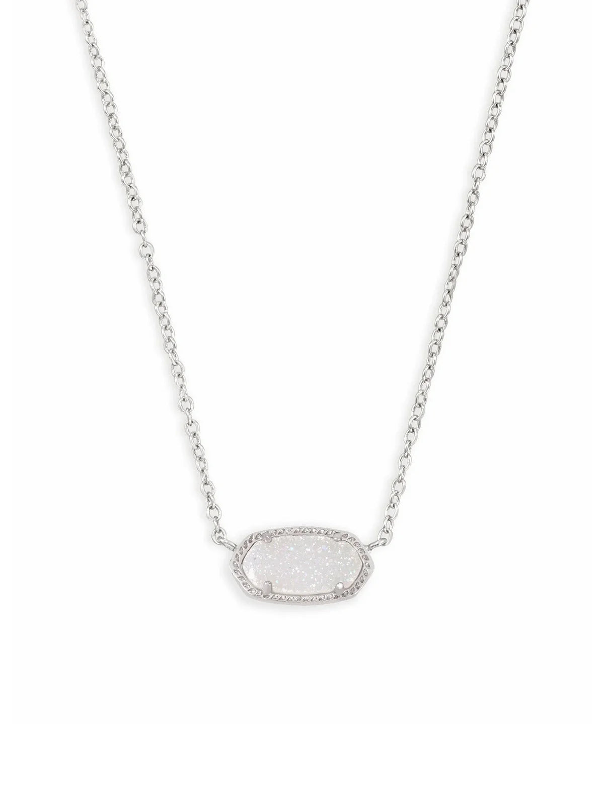 Kendra Scott Elisa Silver Pendant Necklace in Iridescent Drusy