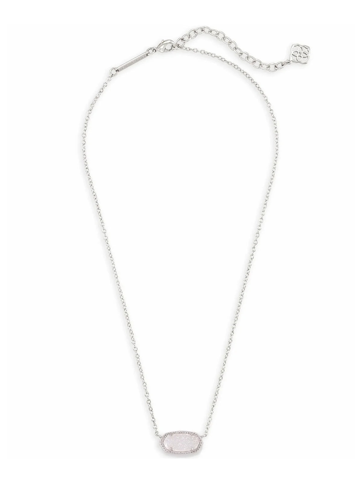 Kendra Scott Elisa Silver Pendant Necklace in Iridescent Drusy