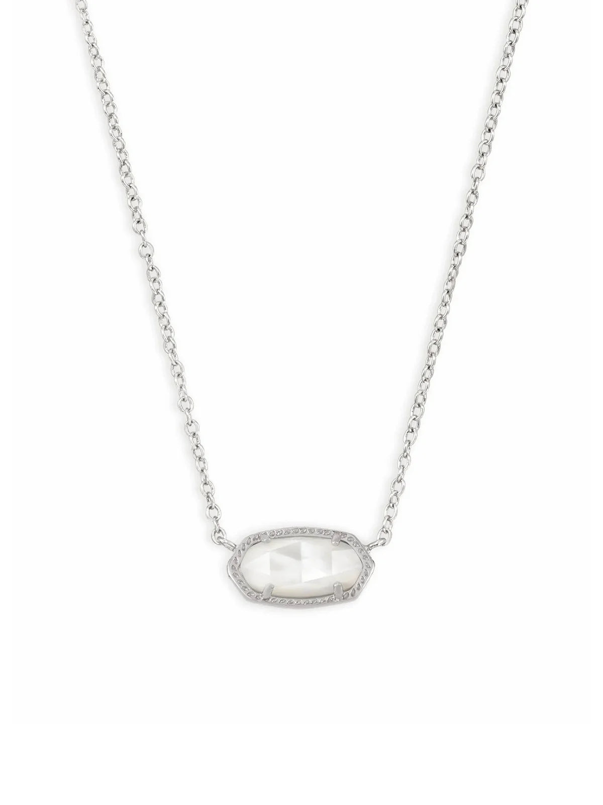 Kendra Scott Elisa Silver Pendant Necklace in Ivory Mother-of-Pearl
