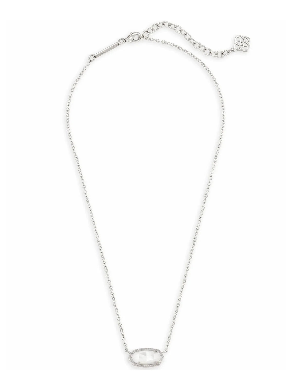 Kendra Scott Elisa Silver Pendant Necklace in Ivory Mother-of-Pearl