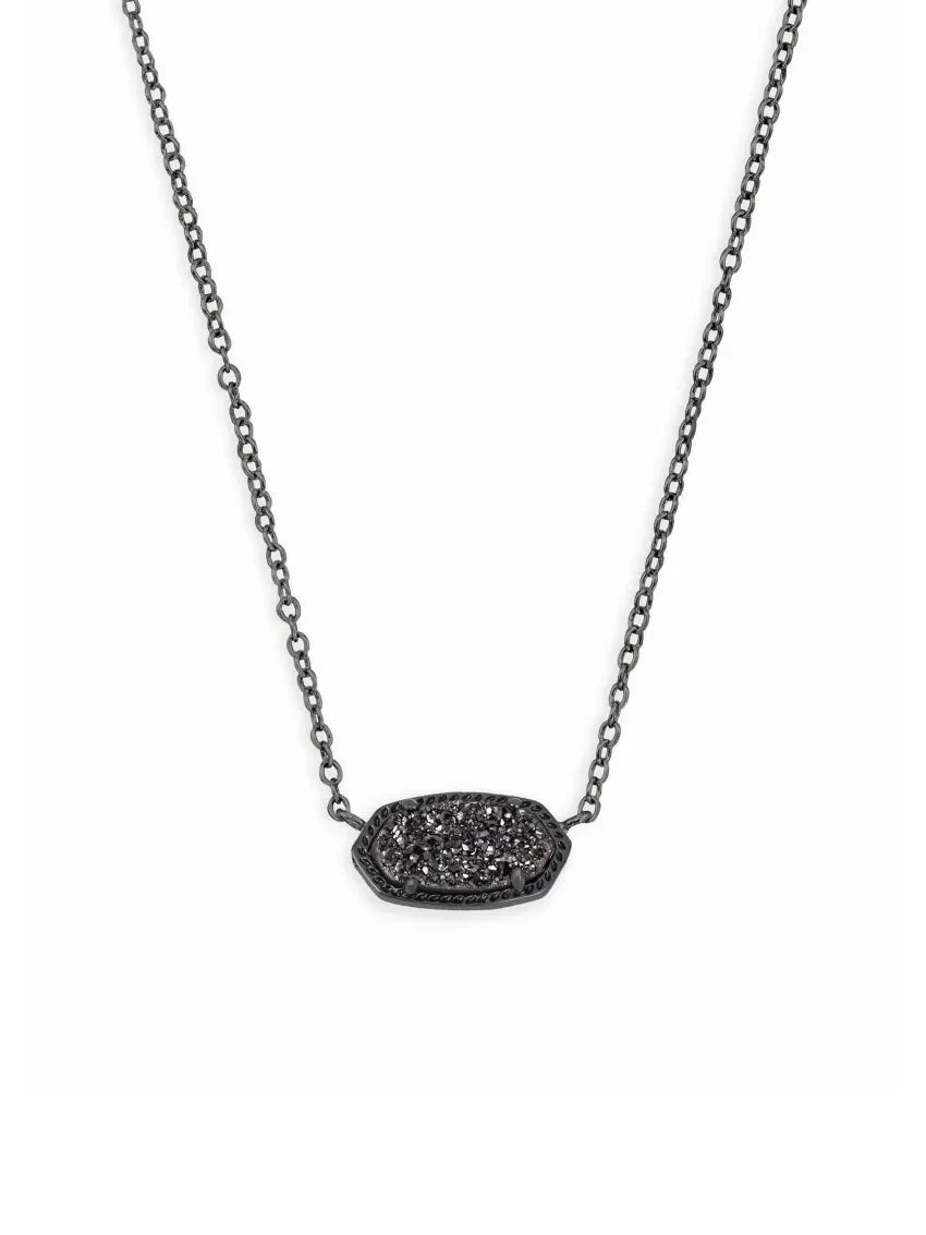 Kendra Scott Elisa Gunmetal Pendant Necklace in Black Drusy