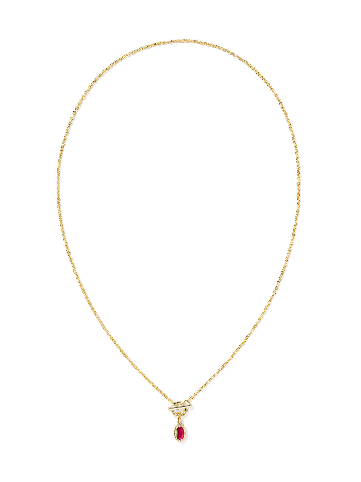 Kendra Scott Mini Elisa Toggle Gold Short Pendant Necklace in Carmine Red Illusion