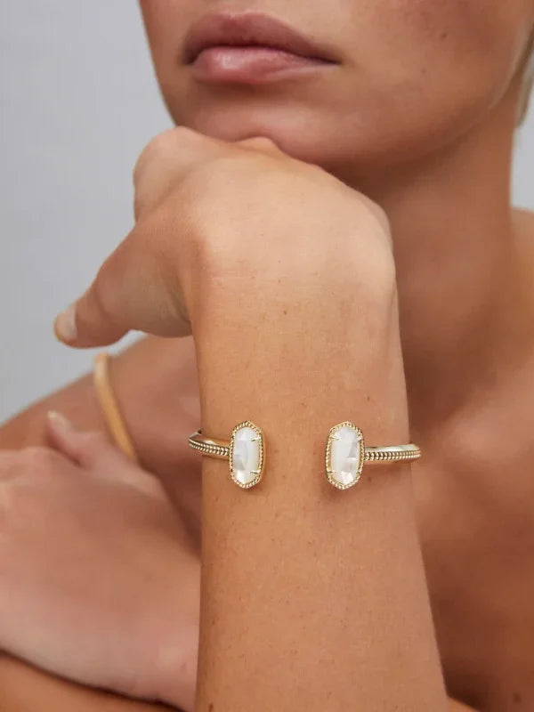 Kendra Scott Elton Gold Cuff Bracelet in Ivory Mother-of-Pearl