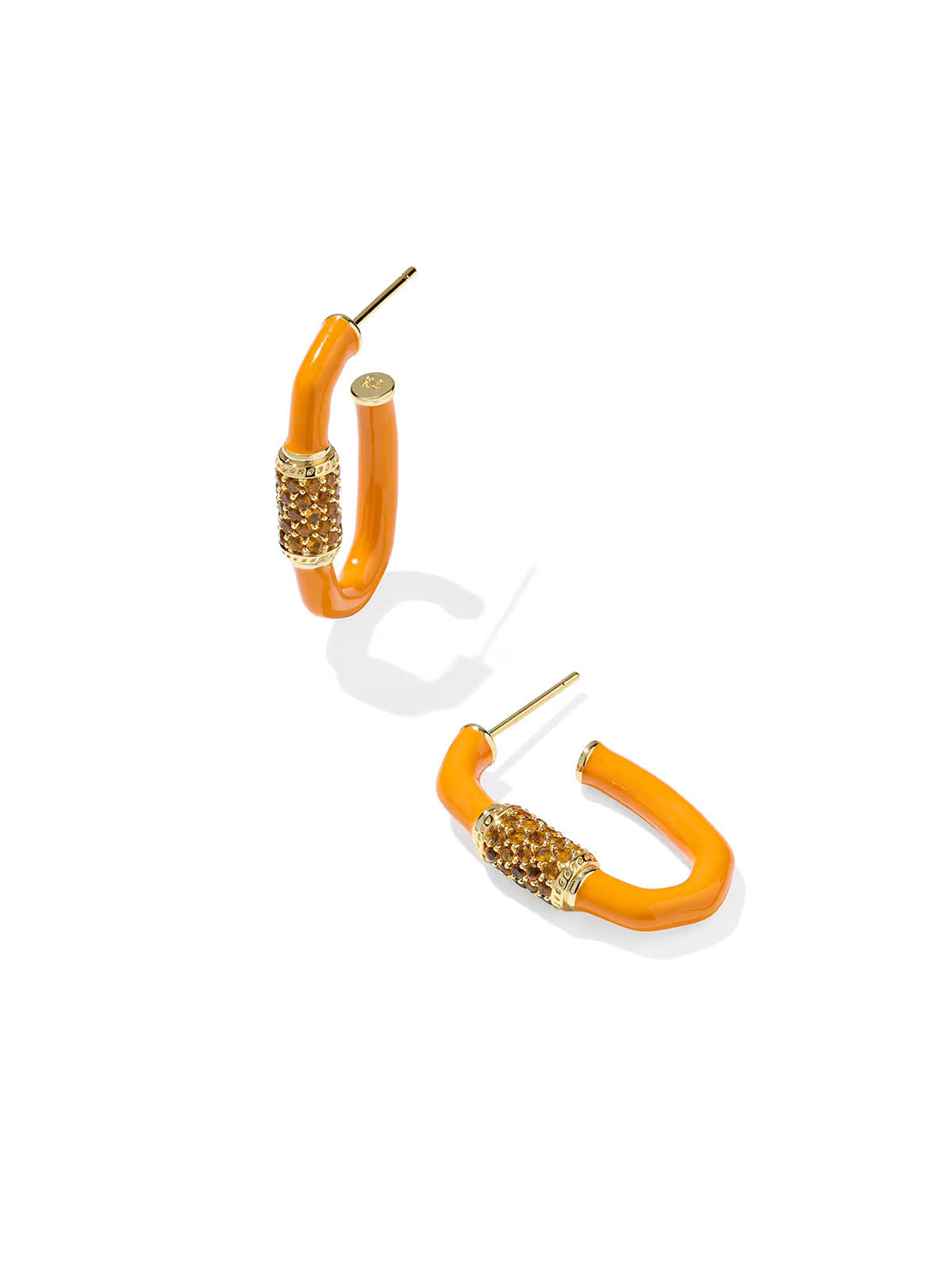 Kendra Scott Emery Gold Enamel Hoop Earrings in Bright Orange Mix