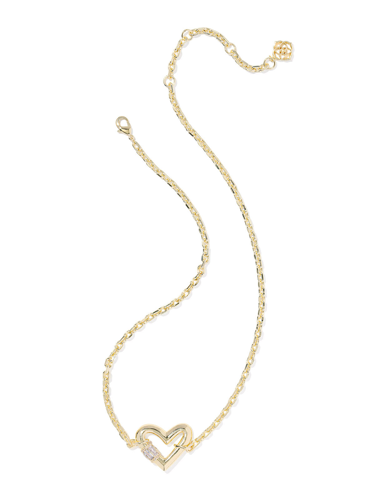Kendra Scott Emery Heart Gold Short Pendant Necklace White CZ