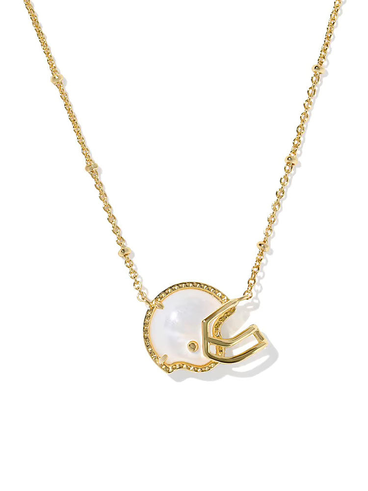 Kendra Scott Football Helmet Gold Short Pendant Necklace in Ivory Mother-of-Pearl