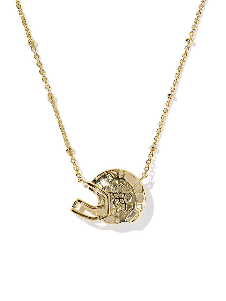 Kendra Scott Football Helmet Gold Short Pendant Necklace in Ivory Mother-of-Pearl